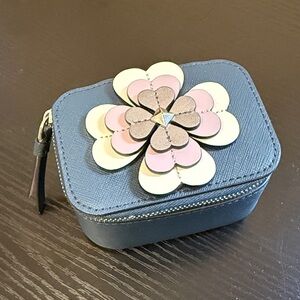 Kate Spade Leather Travel Jewelry Box Case with Floral Accent